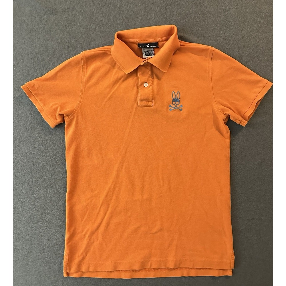 Psycho Bunny Polo Shirt Mens 4 Small Orange Short Sleeve Pima Cotton
